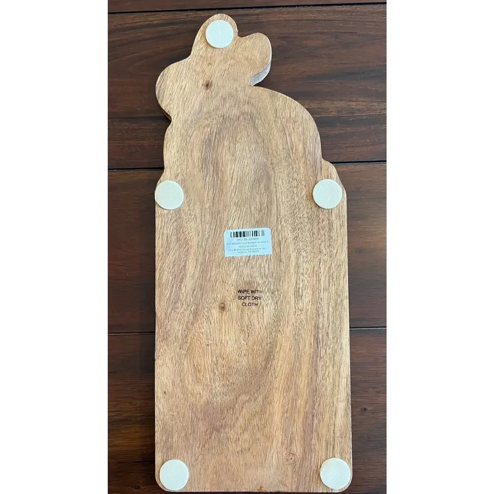 Wooden Easter Bunny Cheese Board with Floral Knife - New With Tags & Bow